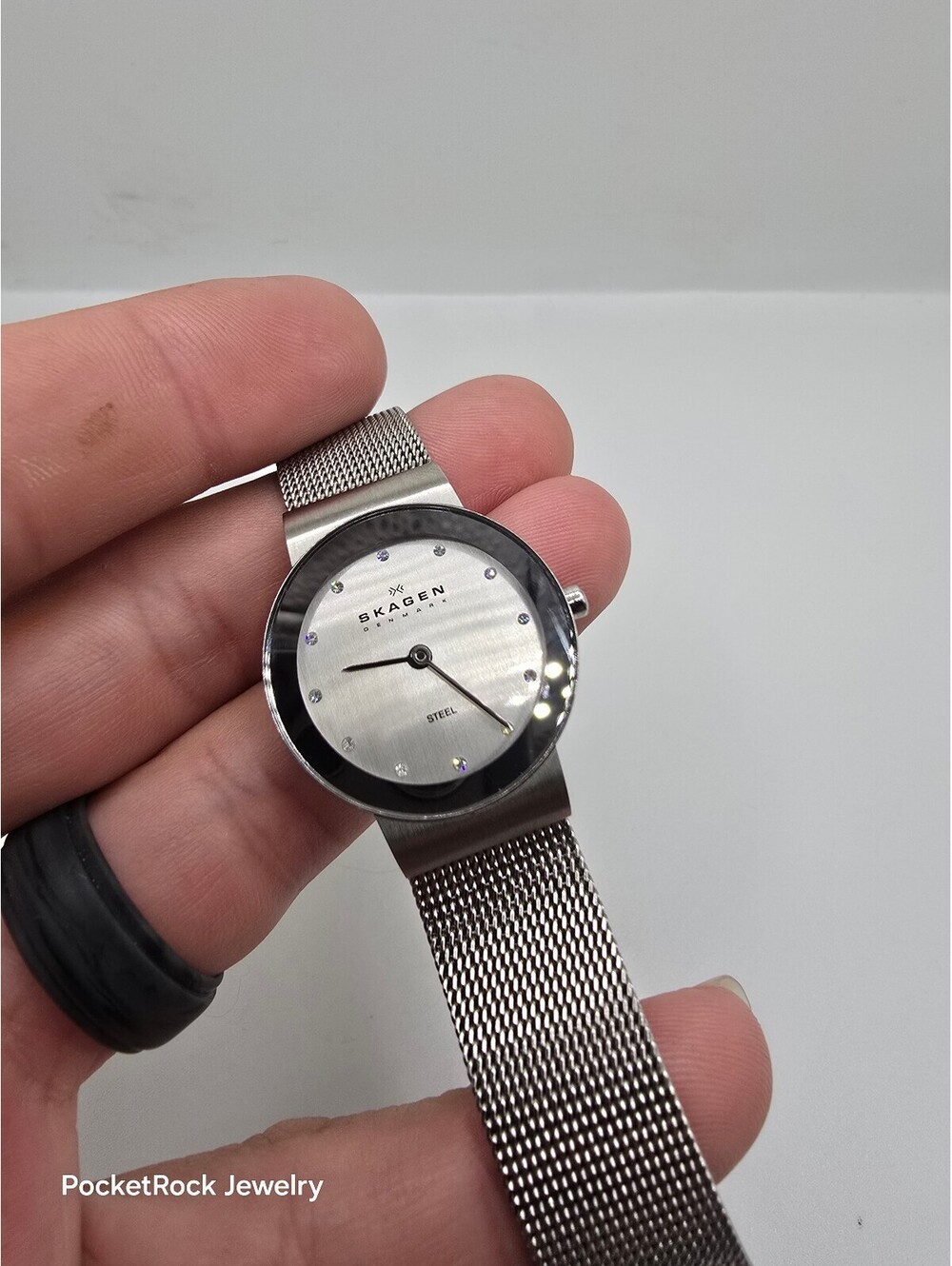Skagen Women’s Quartz Analog Diamond Markers Silver Dial Stainless Mesh Band - Picture 5 of 11